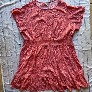 Croft & Barrow Feminine Micro Floral Plus Size Dress 3X Peasant Ruffle Boho